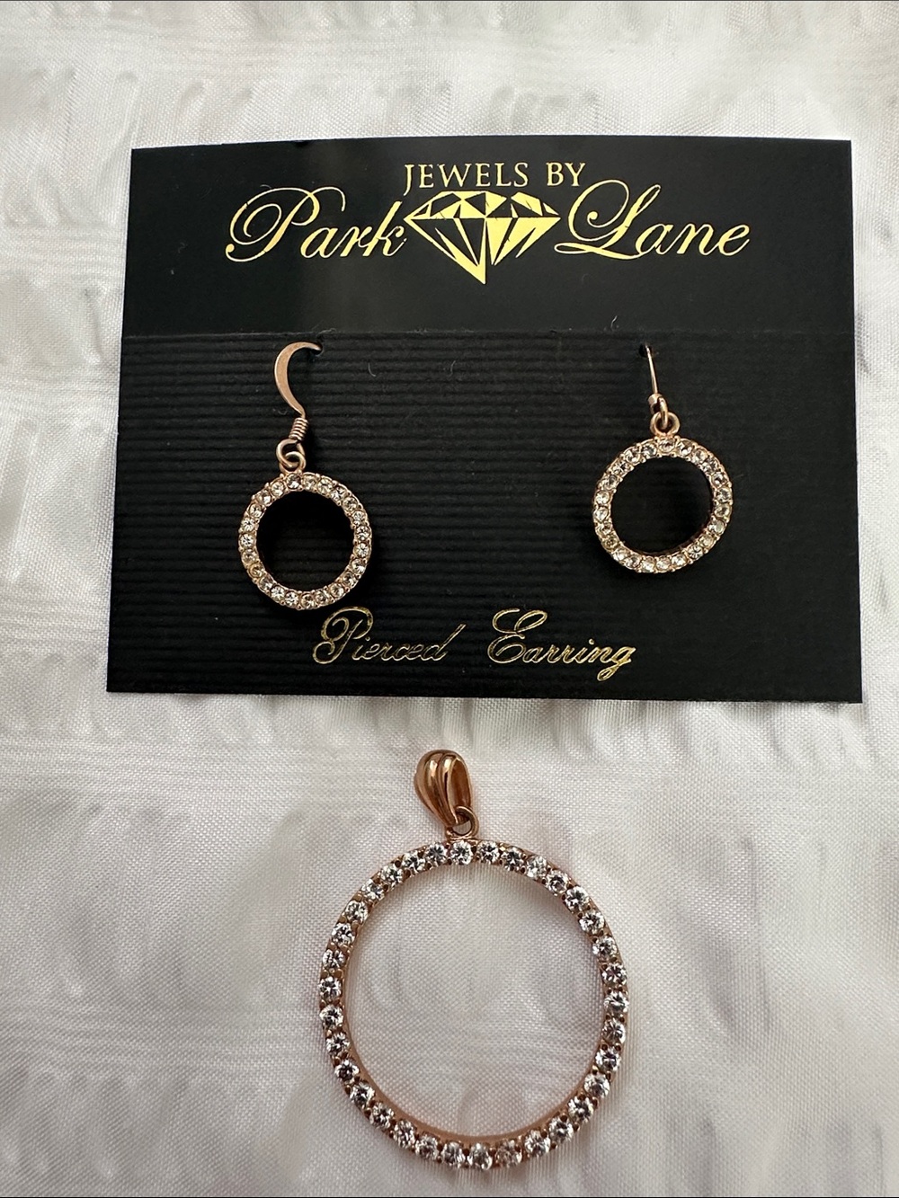 Park Lane Gold colored Crystal Circle Pendant & Earrings Set